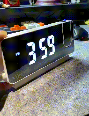 MICLOCK New 3D Projection Alarm Clock Snooze Larger LED Mirror Clock  Display Temperature Auto Brightness Bedroom Bedside Clock