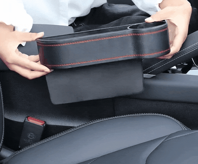 Car crevice storage box PU Leather Car Seat Gap Box Interior Seat Side Organizer  Auto Seat Crevice Storage Munti-functional Pock